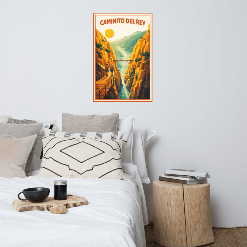 Affiche vintage Caminito del Rey – Poster de voyage rétro, Gorge, Andalousie, Málaga, Espagne