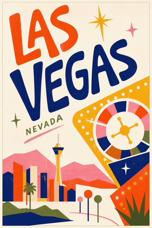 Affiche vintage Las Vegas – Poster de voyage rétro, Las Vegas, États-Unis, AMÉRIQUE DU NORD