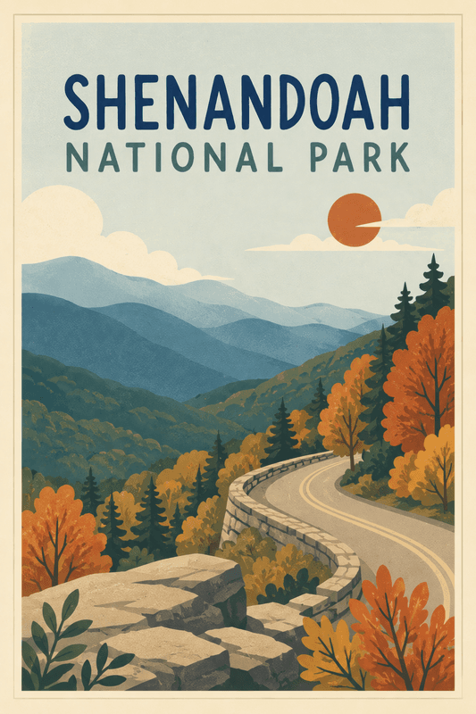 Affiche vintage Shenandoah National Park – Poster de voyage rétro, Shenandoah National Park, États-Unis, AMÉRIQUE DU NORD