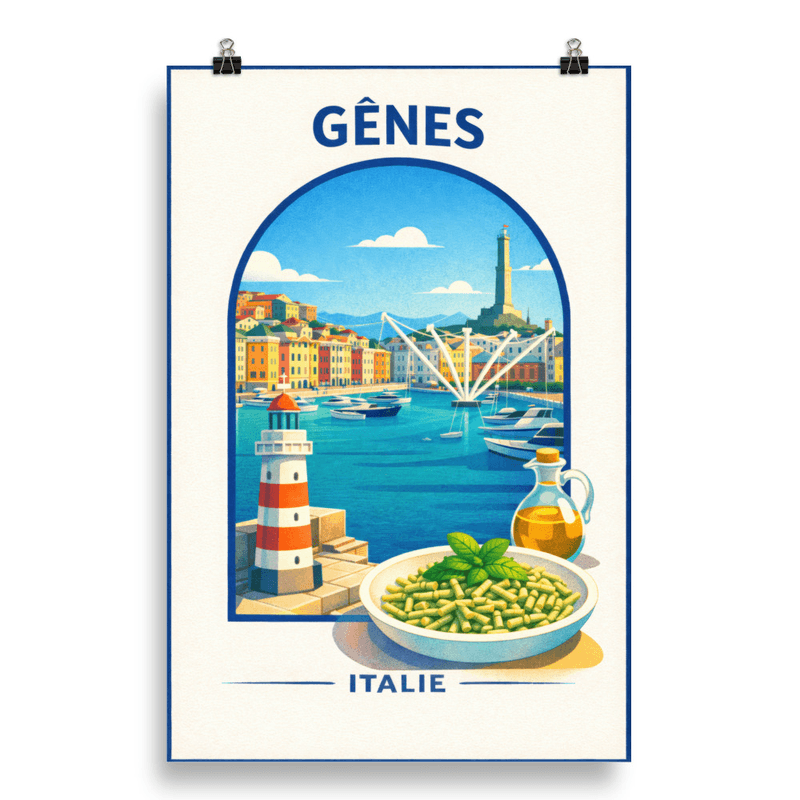 Affiche vintage Gênes – Poster de voyage rétro - Italie