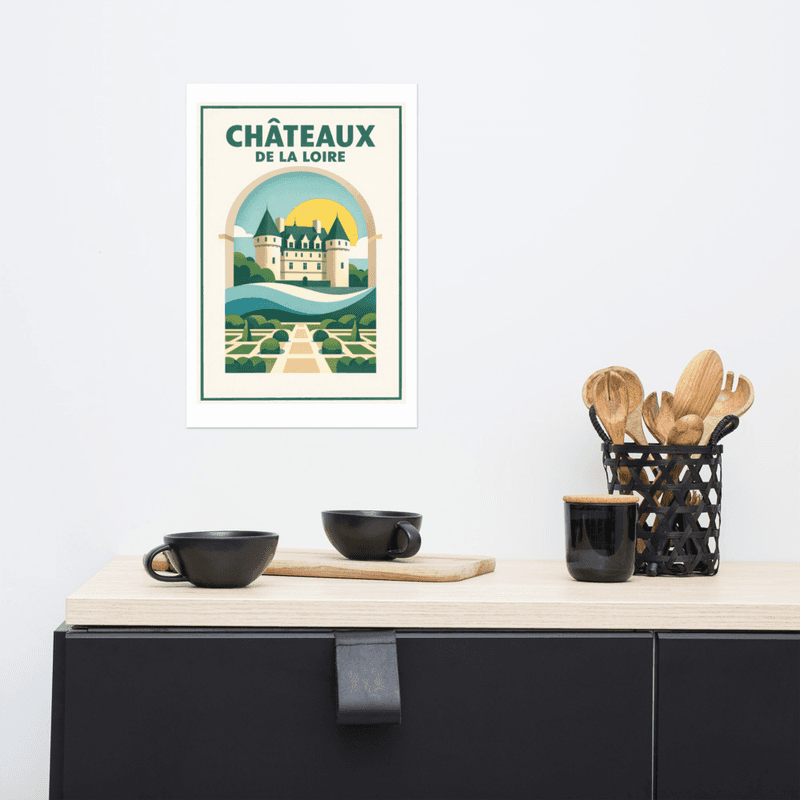 Affiche vintage Châteaux de la Loire – Poster de voyage rétro, Château Renaissance, Pays de la Loire, France