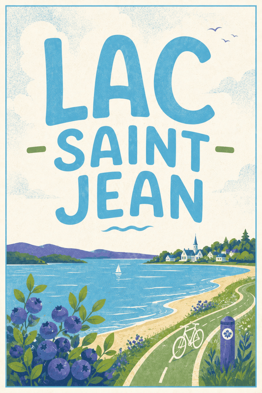 Affiche vintage Lac-Saint-Jean – Poster de voyage rétro, Lac-Saint-Jean, Canada, AMÉRIQUE DU NORD