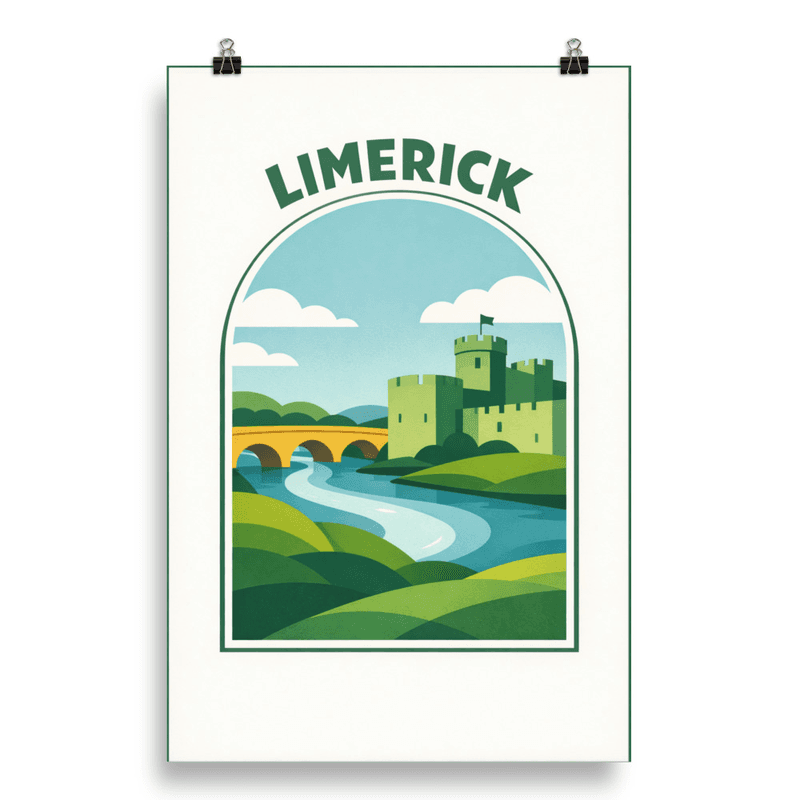 Affiche vintage Limerick – Poster de voyage rétro, King John’s Castle, IRLANDE