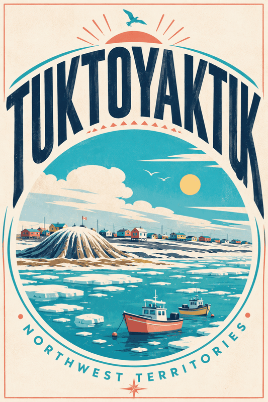 Affiche vintage Tuktoyaktuk – Poster de voyage rétro, Tuktoyaktuk, Canada, AMÉRIQUE DU NORD