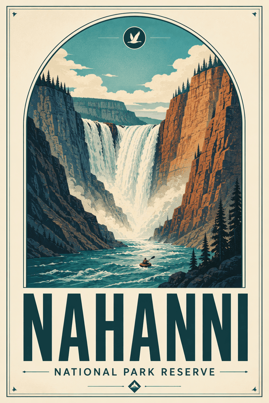 Affiche vintage Nahanni – Poster de voyage rétro, Nahanni, Canada, AMÉRIQUE DU NORD