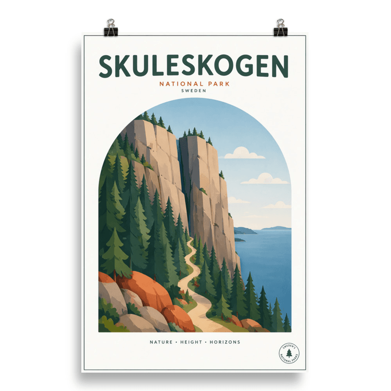 Affiche vintage Skuleskogen – Poster de voyage rétro, parc national, SUEDE