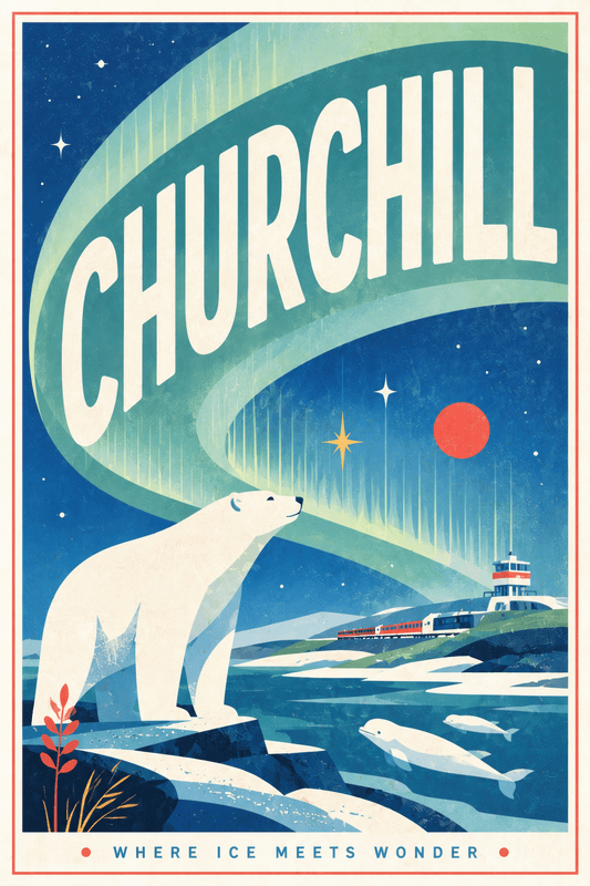 Affiche vintage Churchill – Poster de voyage rétro, Churchill, Canada, AMÉRIQUE DU NORD