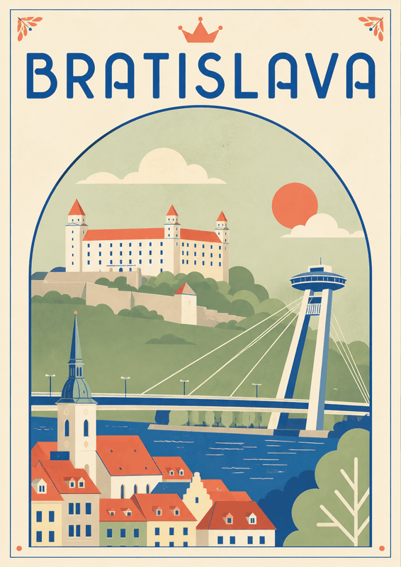 Affiche vintage Bratislava – Poster de voyage rétro, Bratislava, Slovaquie, EUROPE