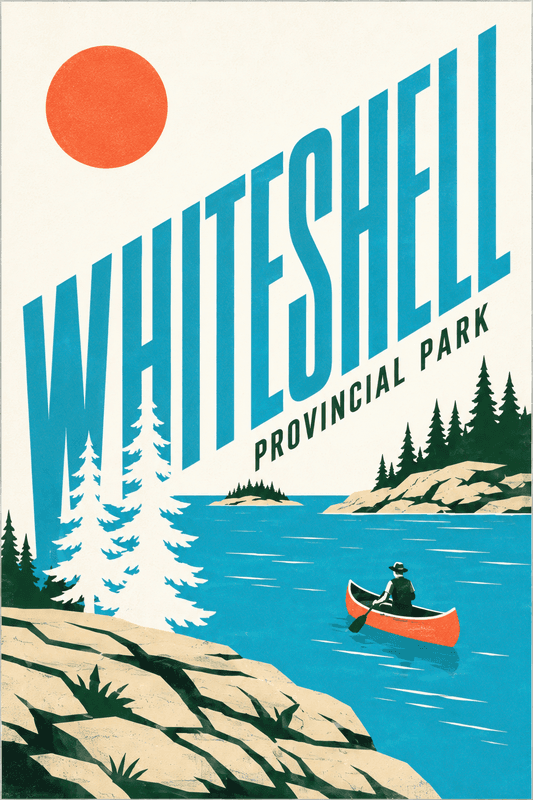 Affiche vintage Whiteshell Provincial Park – Poster de voyage rétro, Whiteshell Provincial Park, Canada, AMÉRIQUE DU NORD