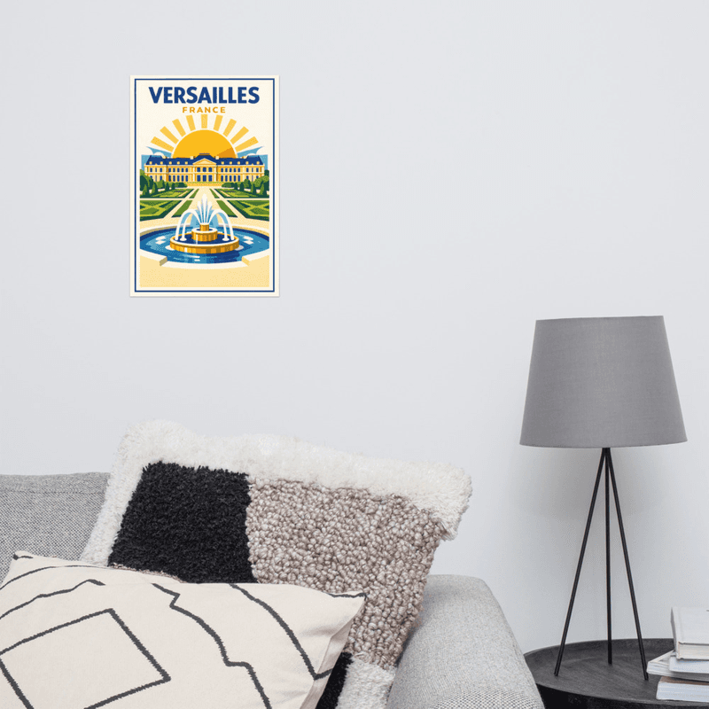 Affiche vintage Versailles – Poster de voyage rétro, Château, Jardins, Île-de-France, France