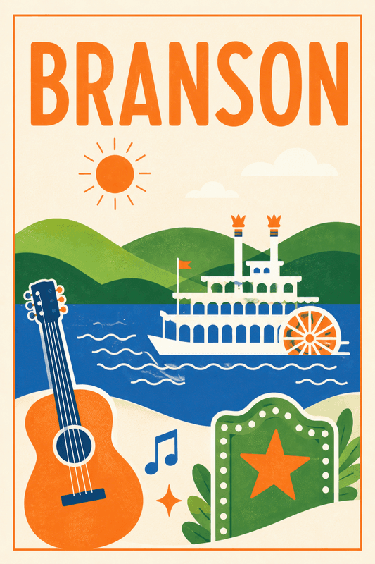 Affiche vintage Branson – Poster de voyage rétro, Branson, États-Unis, AMÉRIQUE DU NORD