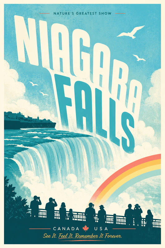 Affiche vintage Niagara Falls – Poster de voyage rétro, Niagara Falls, Canada, AMÉRIQUE DU NORD