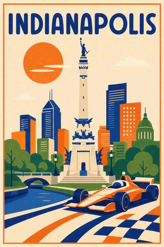Affiche vintage Indianapolis – Poster de voyage rétro, Indianapolis, États-Unis, AMÉRIQUE DU NORD
