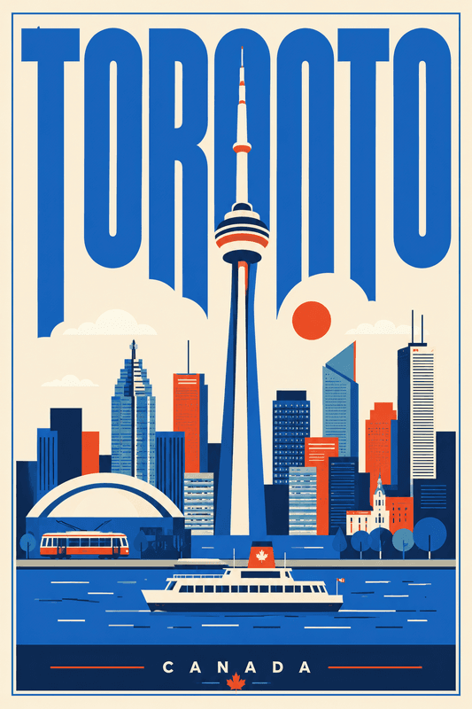 Affiche vintage Toronto – Poster de voyage rétro, Toronto, Canada, AMÉRIQUE DU NORD