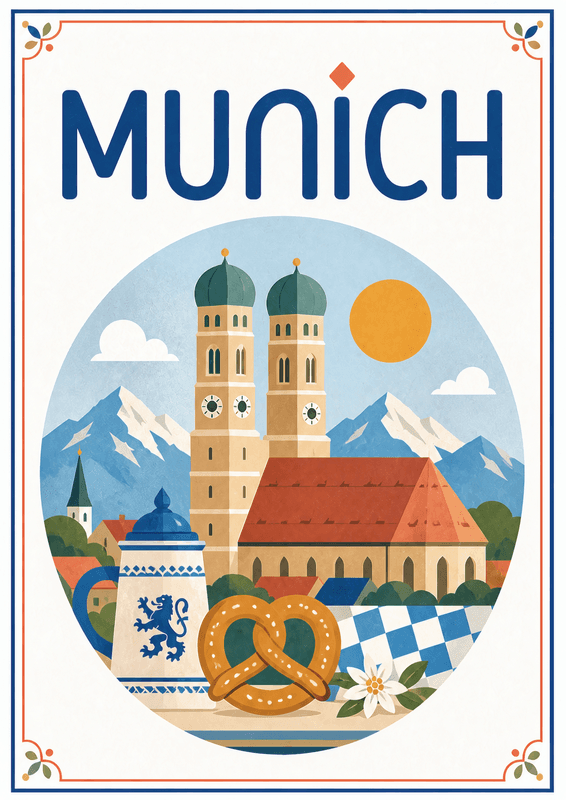 Affiche vintage Munich – Poster de voyage rétro, Munich, Allemagne, EUROPE