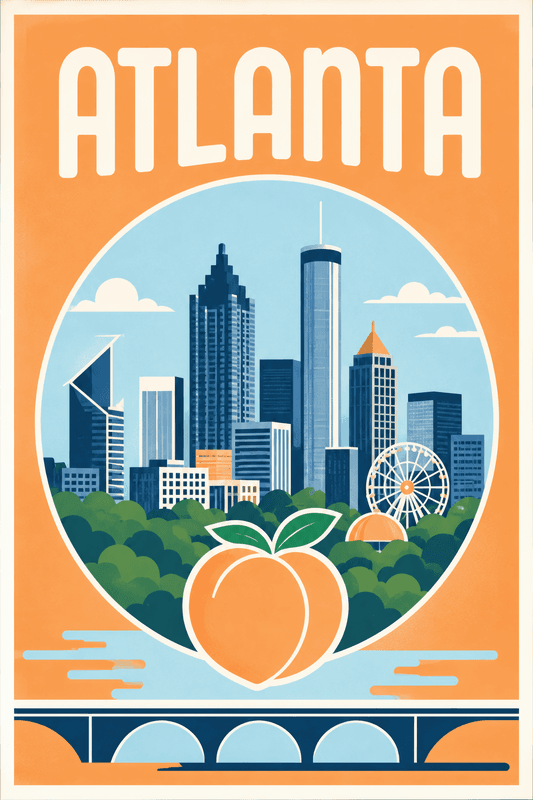 Affiche vintage Atlanta – Poster de voyage rétro, Atlanta, États-Unis, AMÉRIQUE DU NORD