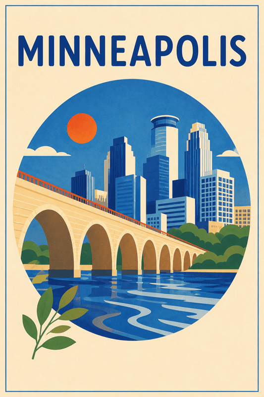 Affiche vintage Minneapolis – Poster de voyage rétro, Minneapolis, États-Unis, AMÉRIQUE DU NORD