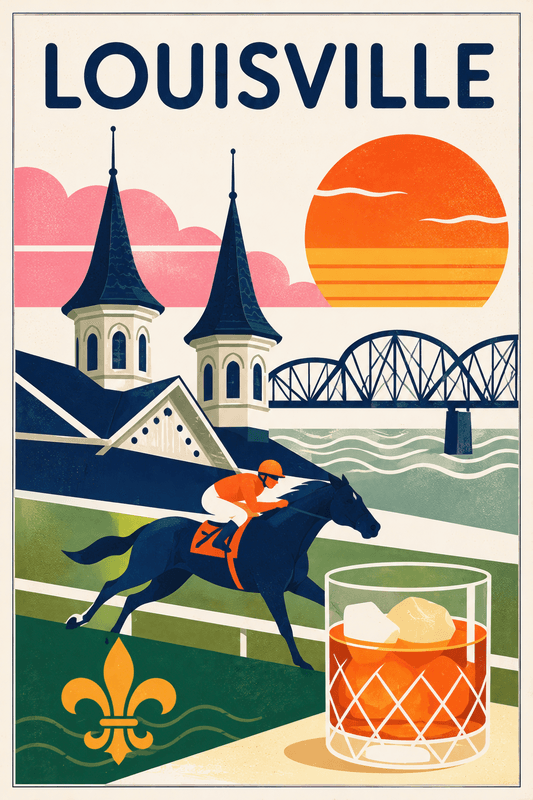 Affiche vintage Louisville – Poster de voyage rétro, Louisville, États-Unis, AMÉRIQUE DU NORD
