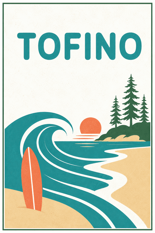 Affiche vintage Tofino – Poster de voyage rétro, Tofino, Canada, AMÉRIQUE DU NORD
