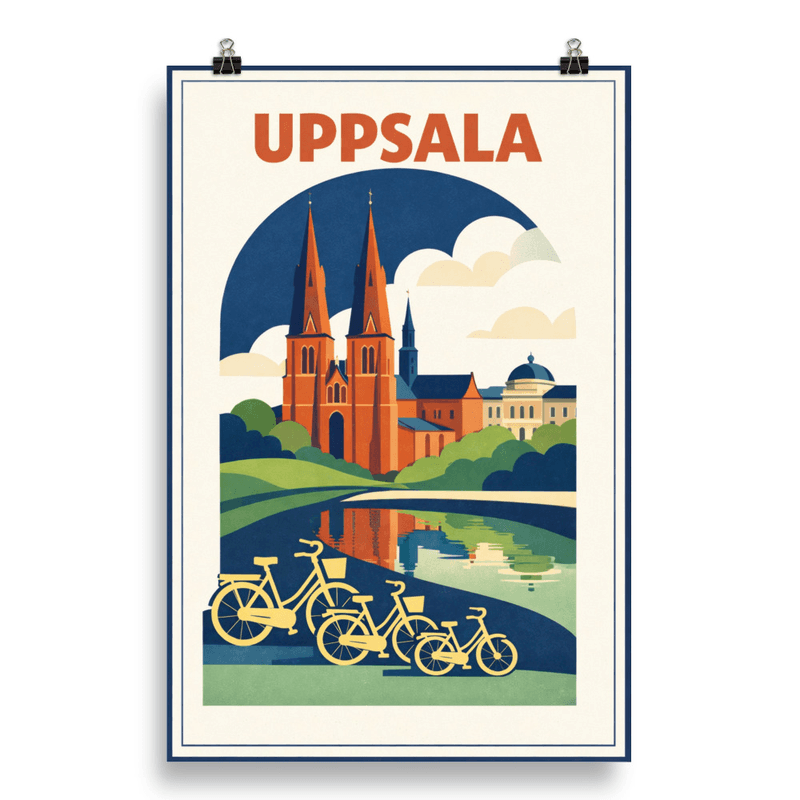 Affiche vintage Uppsala – Poster de voyage rétro, cathédrale, SUEDE