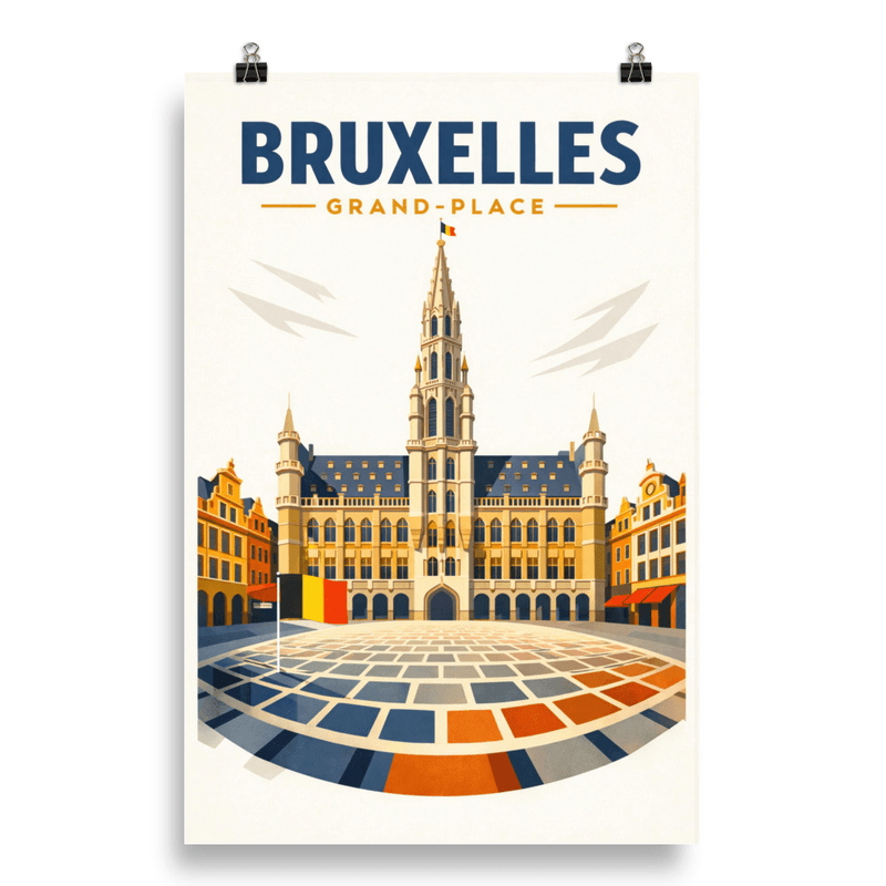 Affiche vintage Bruxelles – Poster de voyage rétro, Grand-Place, Belgique
