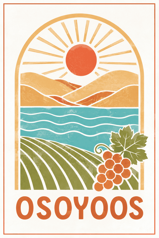Affiche vintage Osoyoos – Poster de voyage rétro, Osoyoos, Canada, AMÉRIQUE DU NORD