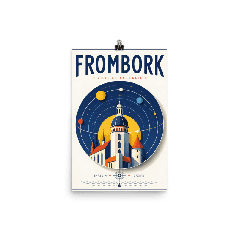 Affiche vintage Frombork – Poster de voyage rétro, Ville de Copernic et Cathédrale, POLOGNE
