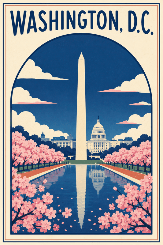 Affiche vintage Washington D.C. – Poster de voyage rétro, Washington D.C., États-Unis, AMÉRIQUE DU NORD