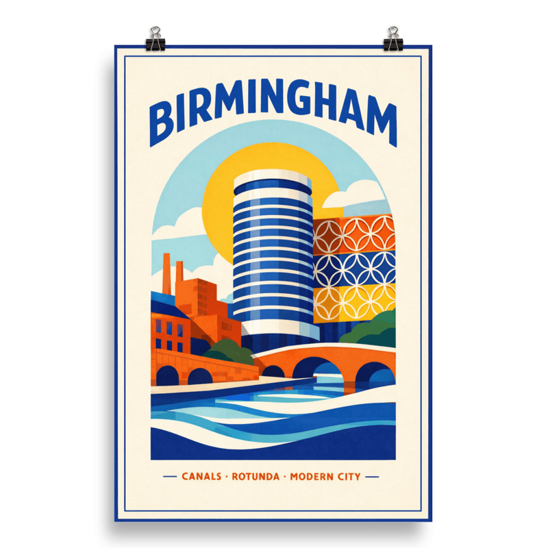 Affiche vintage Birmingham – Poster de voyage rétro, Angleterre