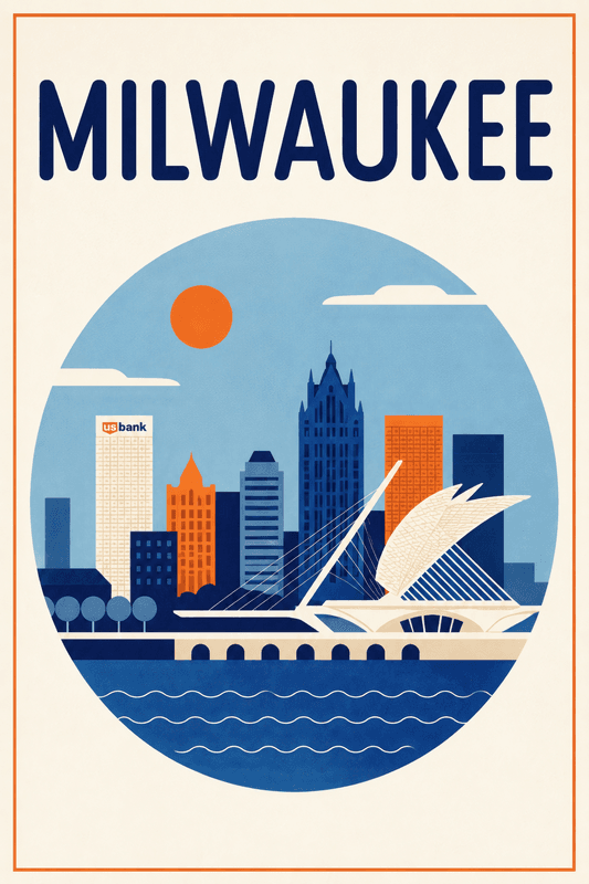 Affiche vintage Milwaukee – Poster de voyage rétro, Milwaukee, États-Unis, AMÉRIQUE DU NORD