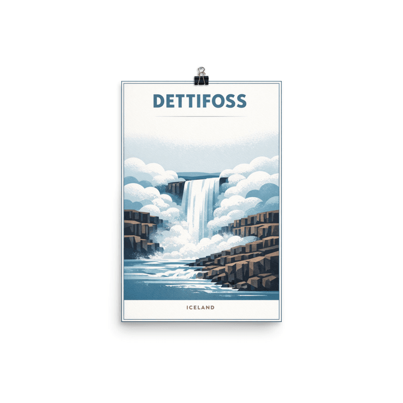 Affiche vintage Dettifoss – Poster de voyage rétro, Cascade Puissante, Iceland