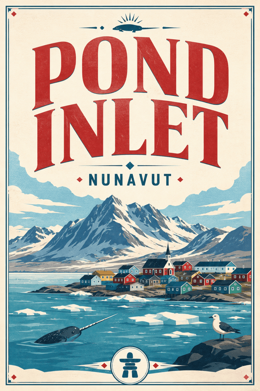 Affiche vintage Pond Inlet – Poster de voyage rétro, Pond Inlet, Canada, AMÉRIQUE DU NORD