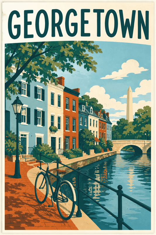 Affiche vintage Georgetown – Poster de voyage rétro, Georgetown, États-Unis, AMÉRIQUE DU NORD
