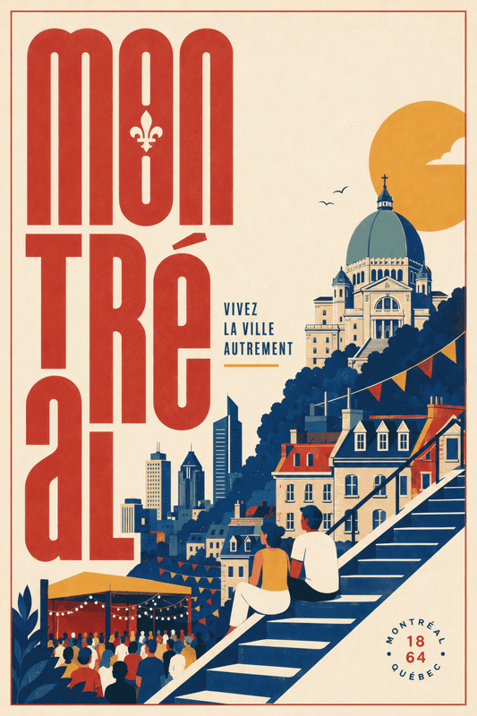Affiche vintage Montréal – Poster de voyage rétro, Montréal, Canada, AMÉRIQUE DU NORD