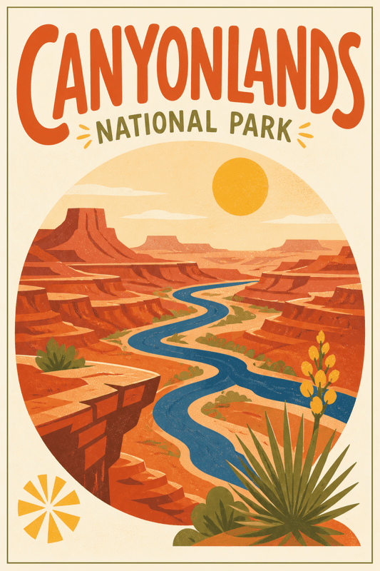 Affiche vintage Canyonlands National Park – Poster de voyage rétro, Canyonlands National Park, États-Unis, AMÉRIQUE DU NORD
