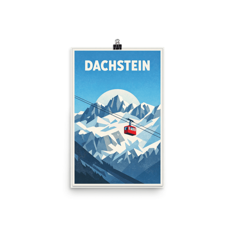Affiche vintage Dachstein – Poster de voyage rétro, Téléphérique et Glacier, AUTRICHE