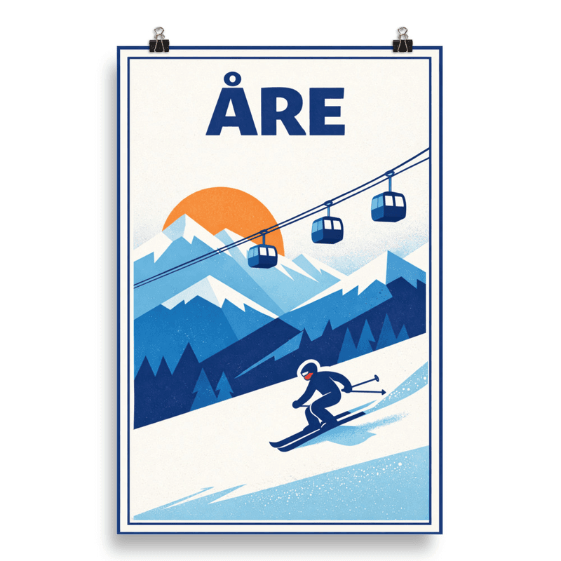 Affiche vintage Åre – Poster de voyage rétro, station de ski, SUEDE