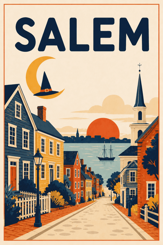 Affiche vintage Salem – Poster de voyage rétro, Salem, États-Unis, AMÉRIQUE DU NORD