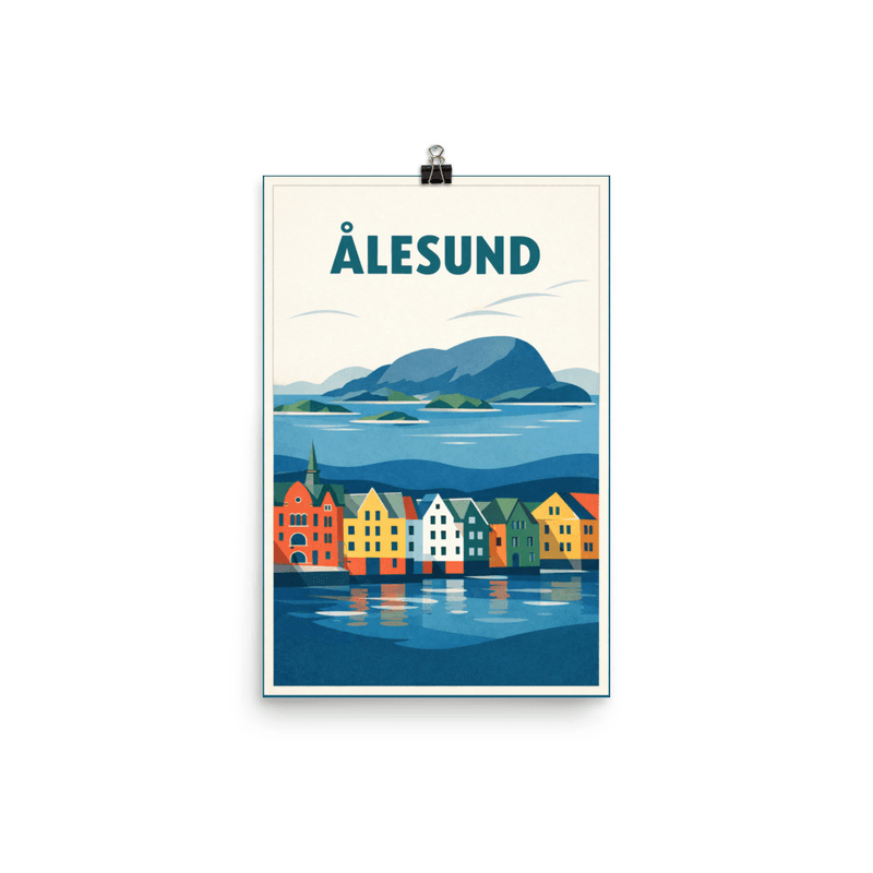 Affiche vintage Ålesund – Poster de voyage rétro, Art Nouveau, fjord, NORVEGE
