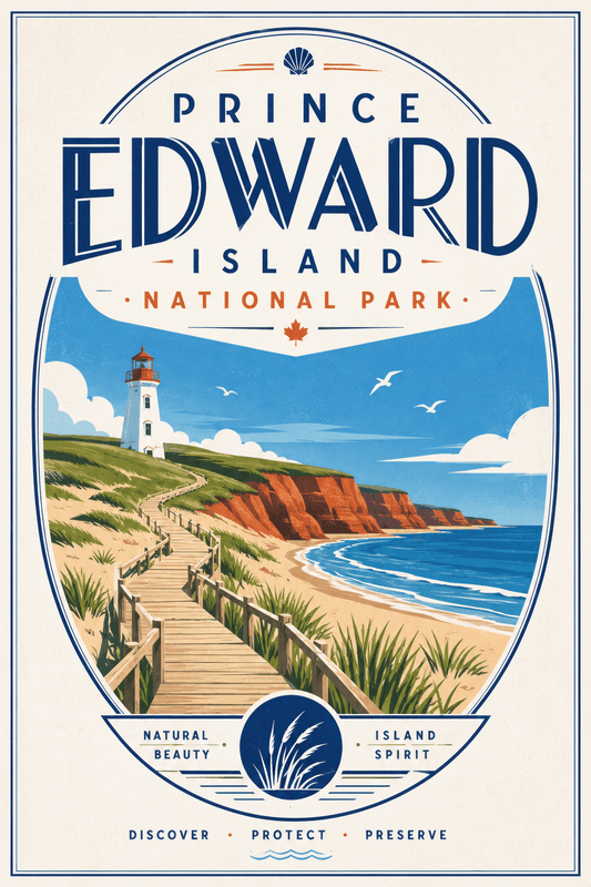 Affiche vintage Prince Edward Island – Poster de voyage rétro, Prince Edward Island, Canada, AMÉRIQUE DU NORD