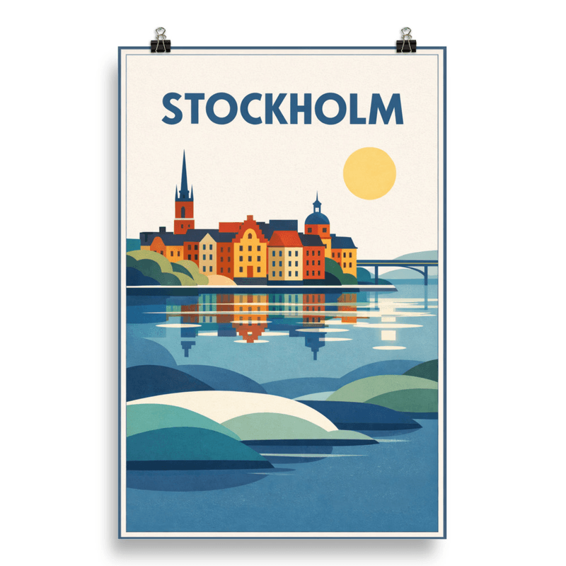 Affiche vintage Stockholm – Poster de voyage rétro, Gamla Stan, SUEDE
