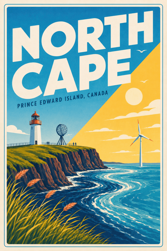 Affiche vintage North Cape – Poster de voyage rétro, North Cape, Canada, AMÉRIQUE DU NORD
