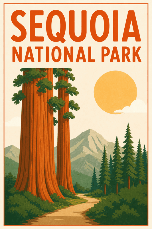 Affiche vintage Sequoia National Park – Poster de voyage rétro, Sequoia National Park, États-Unis, AMÉRIQUE DU NORD