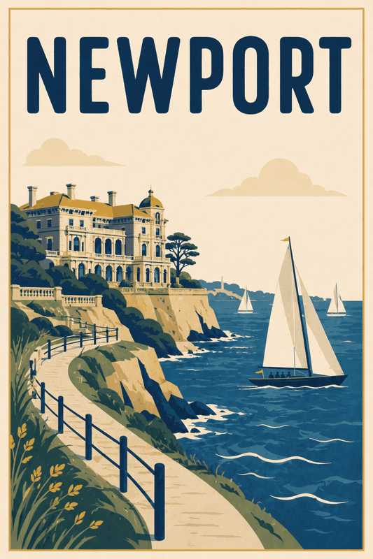 Affiche vintage Newport – Poster de voyage rétro, Newport, États-Unis, AMÉRIQUE DU NORD