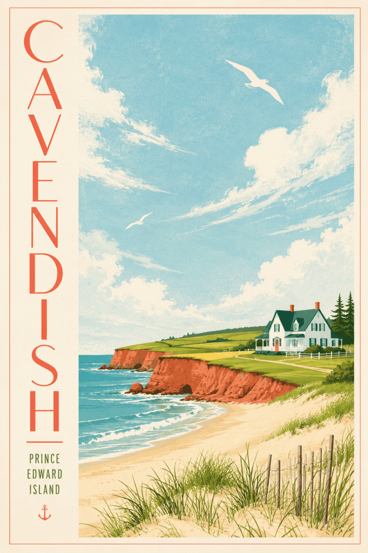 Affiche vintage Cavendish – Poster de voyage rétro, Cavendish, Canada, AMÉRIQUE DU NORD