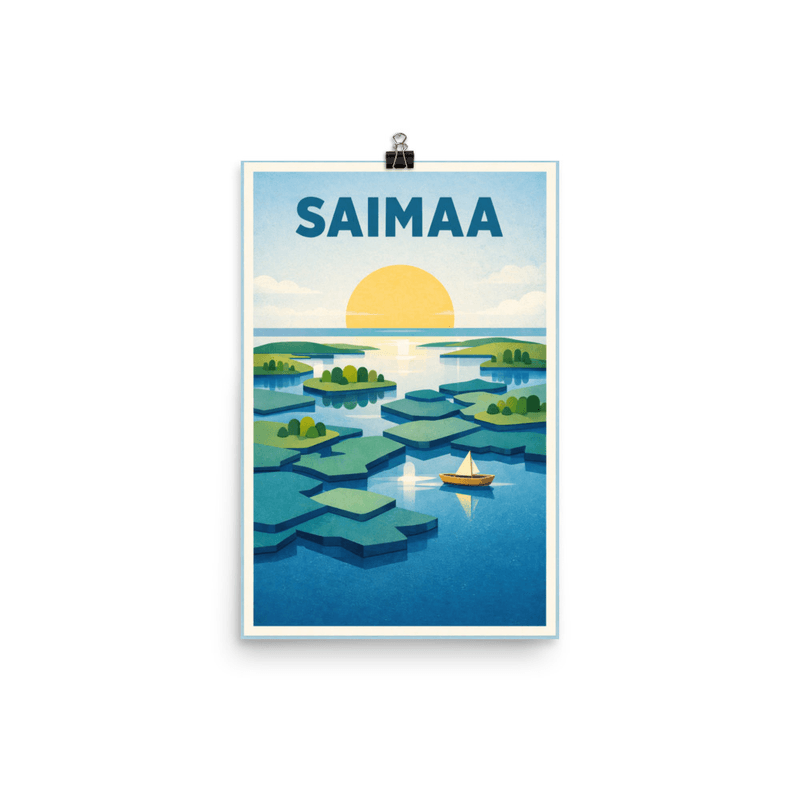 Affiche vintage Saimaa – Poster de voyage rétro, Lac et Archipel, FINLANDE