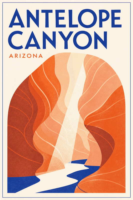 Affiche vintage Antelope Canyon – Poster de voyage rétro, Antelope Canyon, États-Unis, AMÉRIQUE DU NORD