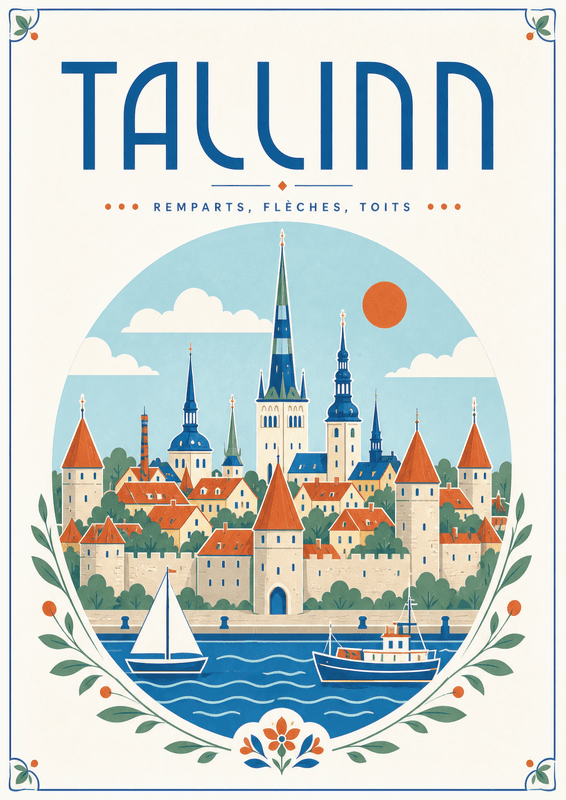 Affiche vintage Tallinn – Poster de voyage rétro, Tallinn, Estonie, EUROPE