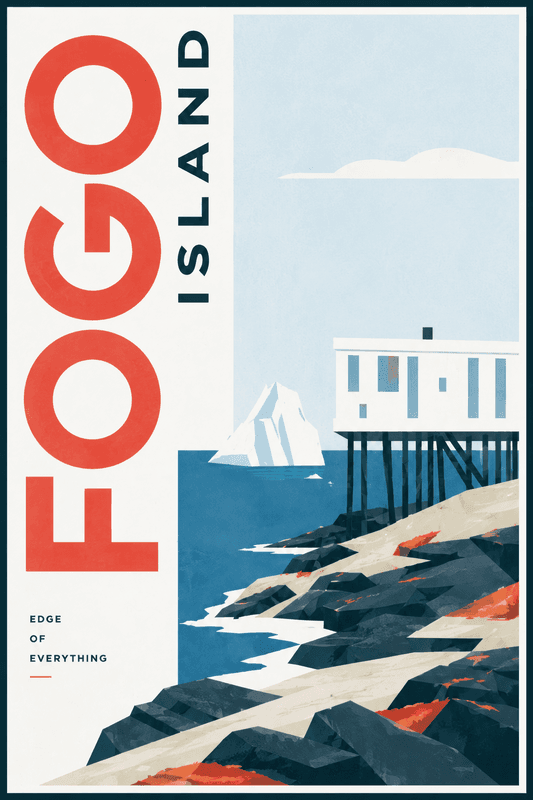 Affiche vintage Fogo Island – Poster de voyage rétro, Fogo Island, Canada, AMÉRIQUE DU NORD