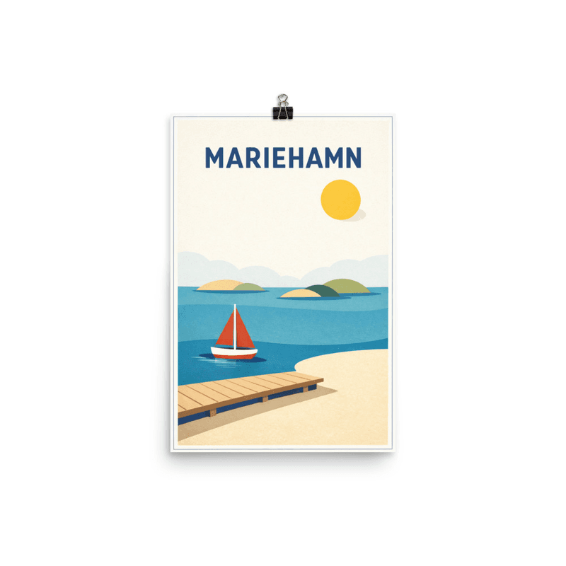 Affiche vintage Mariehamn – Poster de voyage rétro, Voilier et Îles Åland, FINLANDE
